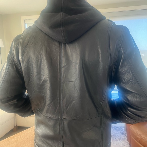 Men's Black Leather Jacket Bod Christenson - Picture 7 of 9